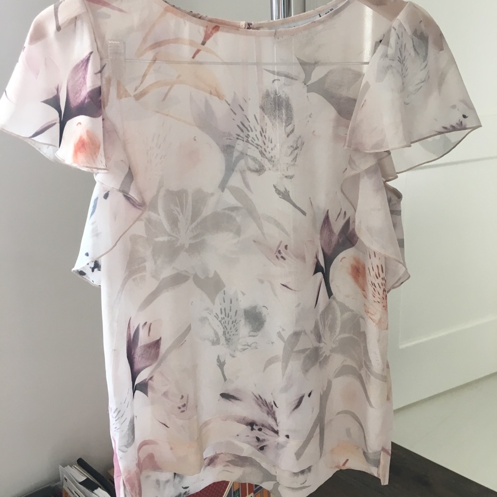 Light pink sheer floral blouse